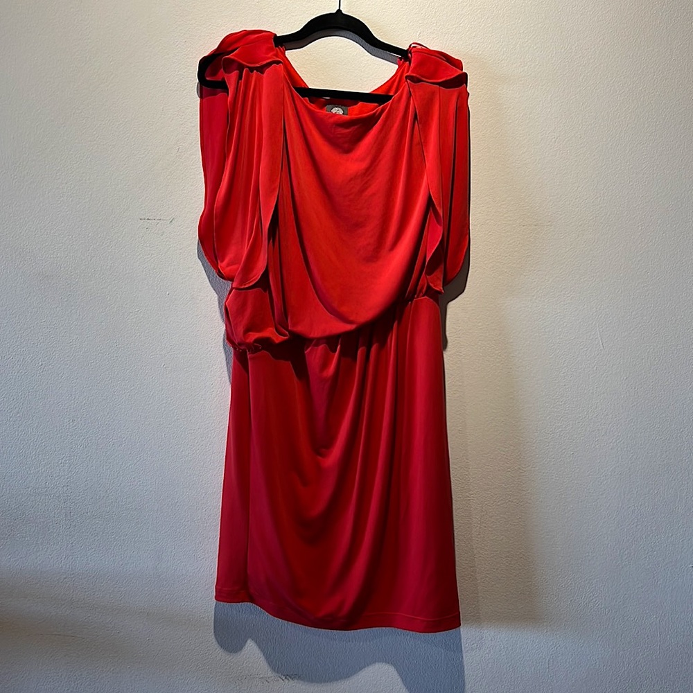 Vince Camuto, red Grecian dress